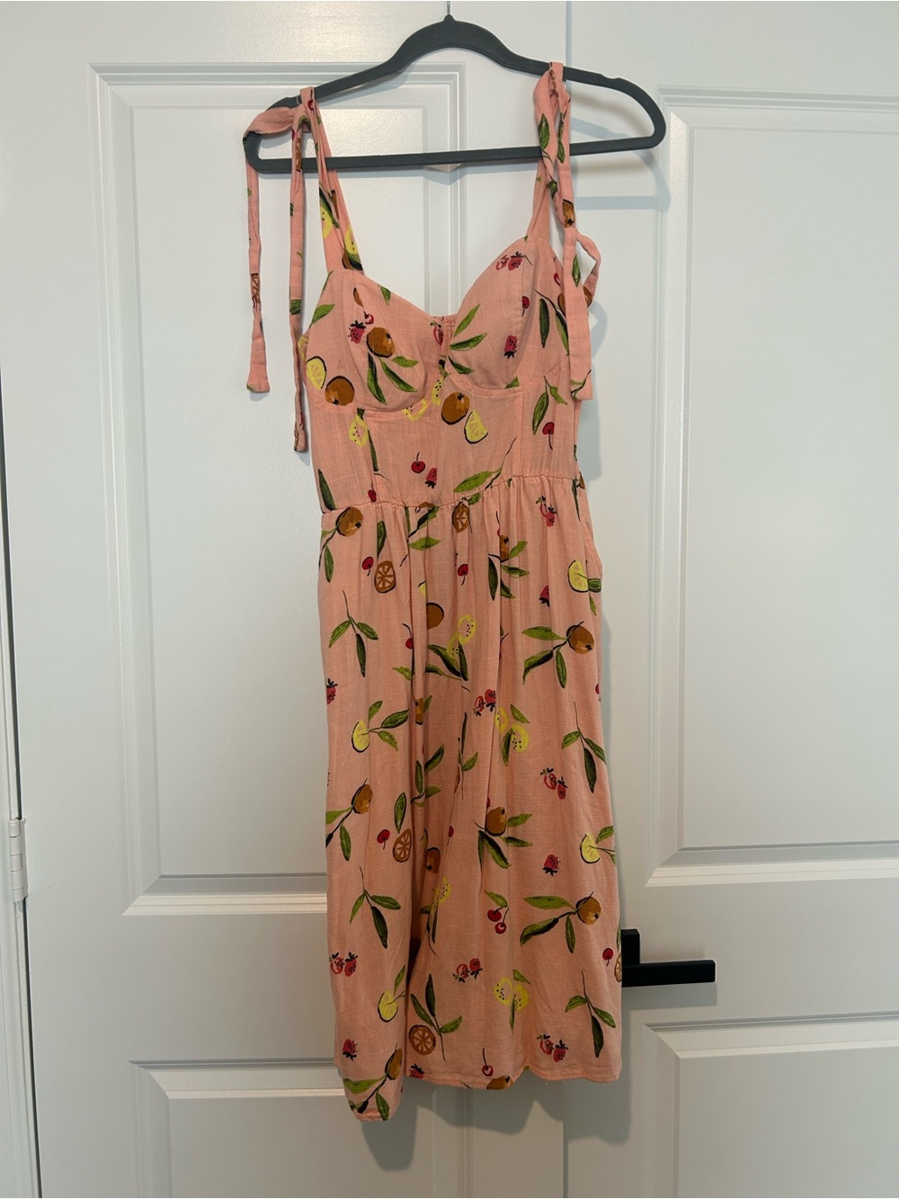 LC Lauren Conrad Peach Fruit Print Sundress in Blush and Green